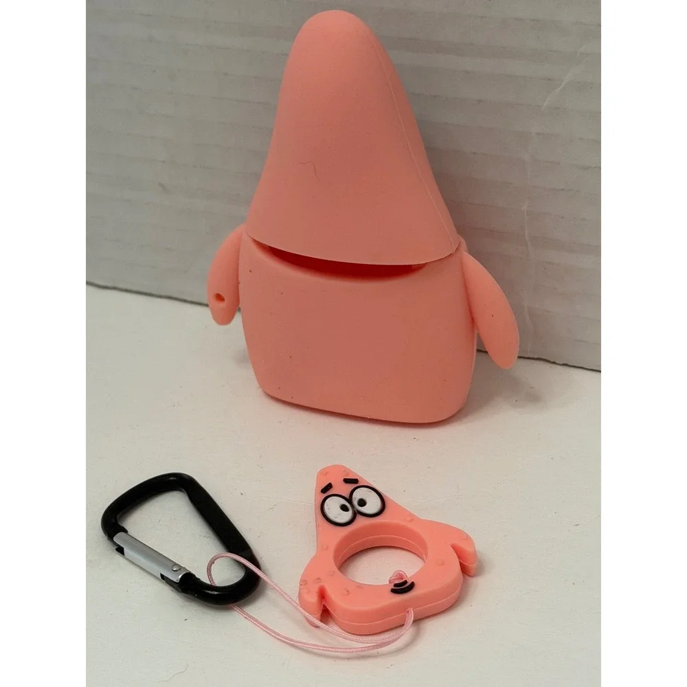 Patrick Star SpongeBob Silicone AirPods Case Cover with Carabiner Pink Ring